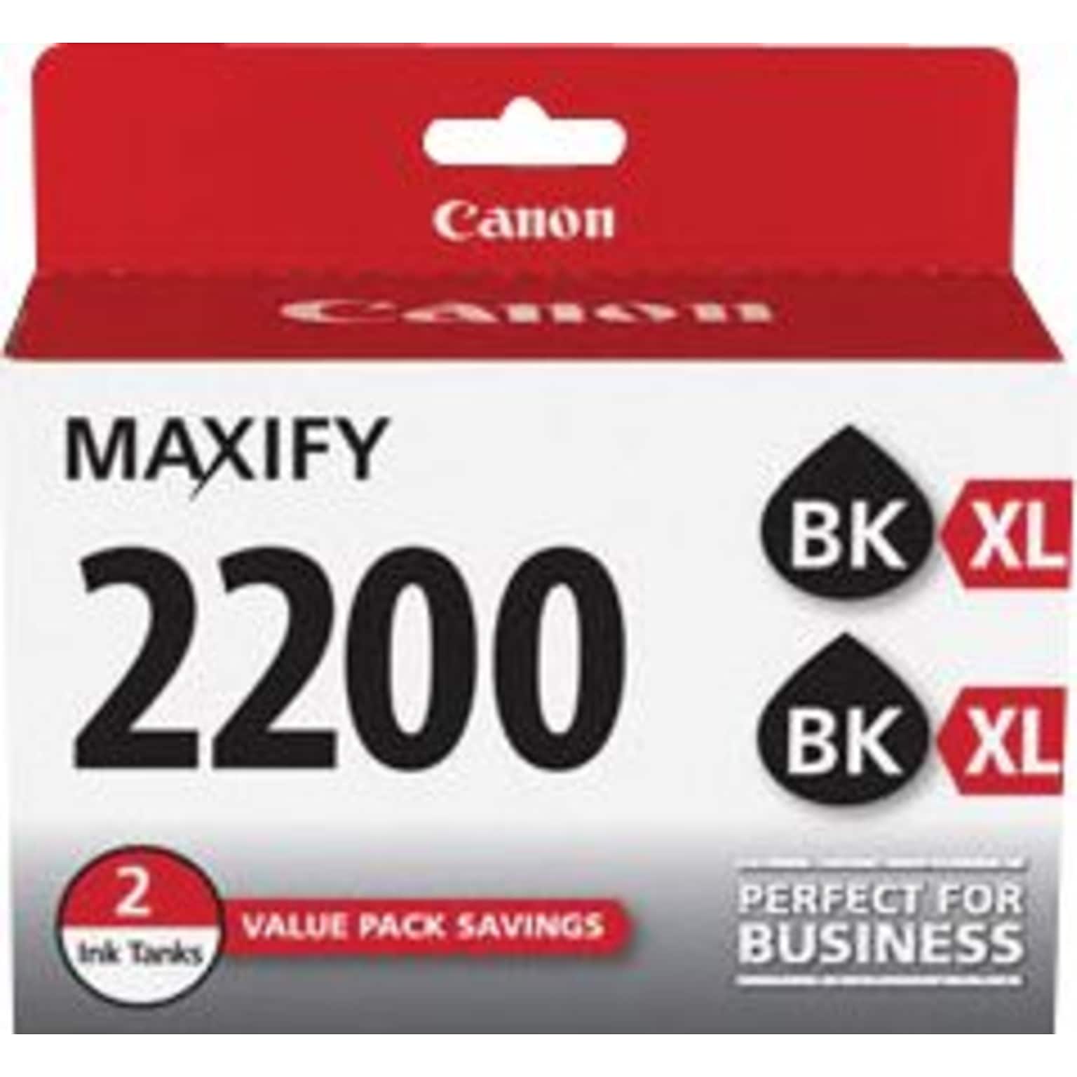 Canon 2200 XL, Black High Yield Ink Cartridge, 2/Pack (9255B006)