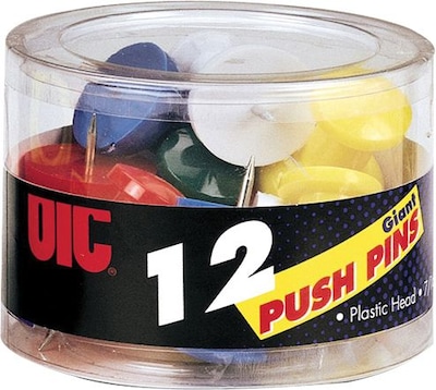 Officemate Giant Push Pins, Assorted Colors, 12/Pack (92902)