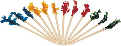 Regular Cellophane-Frill Wood Picks, 2 3/4, Assorted, 100/Box, 10 Boxes/Carton