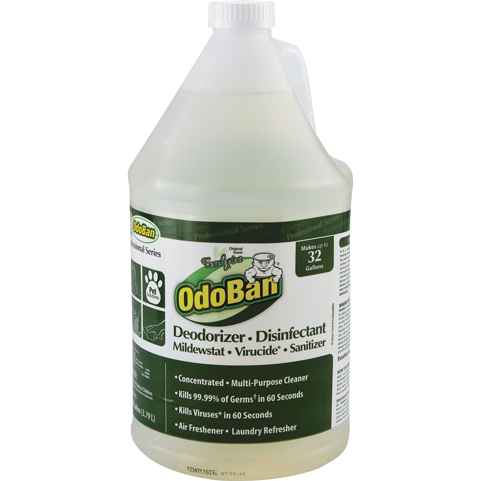 OdoBan® Professional Series Deodorizer Disinfectant, Eucalyptus, 1 Gal Bottle, 4/Carton