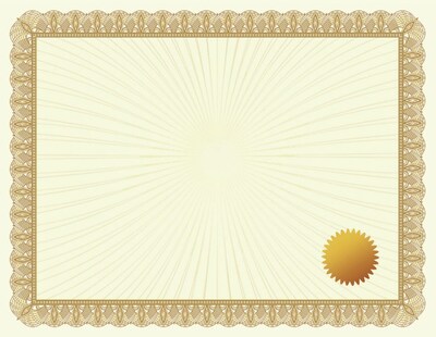 Great Papers® Metallic Gold Value Certificate W/ Seals, 50/Pack