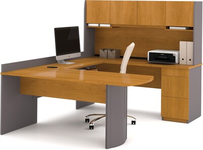 Bestar® Executive Office Collection in Cappuccino Cherry Finish; U-Shaped Workstation