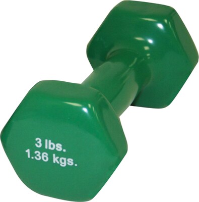 3lb Green Vinyl Coated Cast Iron Dumbbell