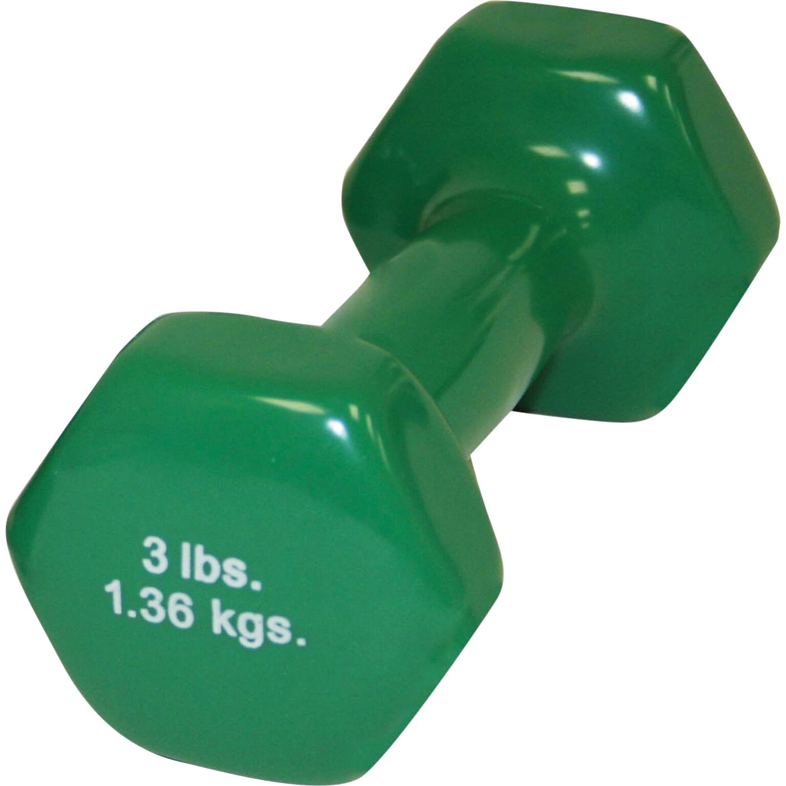 Cando® Vinyl Coated Cast Iron Dumbbell; Green, 3 lb., Individual