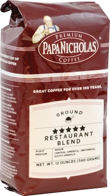 PapaNicholas Coffee Ground Coffee, 5-Star Restaurant Blend, 12 Ounce (EXP 11/17/24)