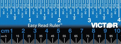 Victor Technology Easy Read Stainless Steel Ruler, Standard/Metric, 18, Blue