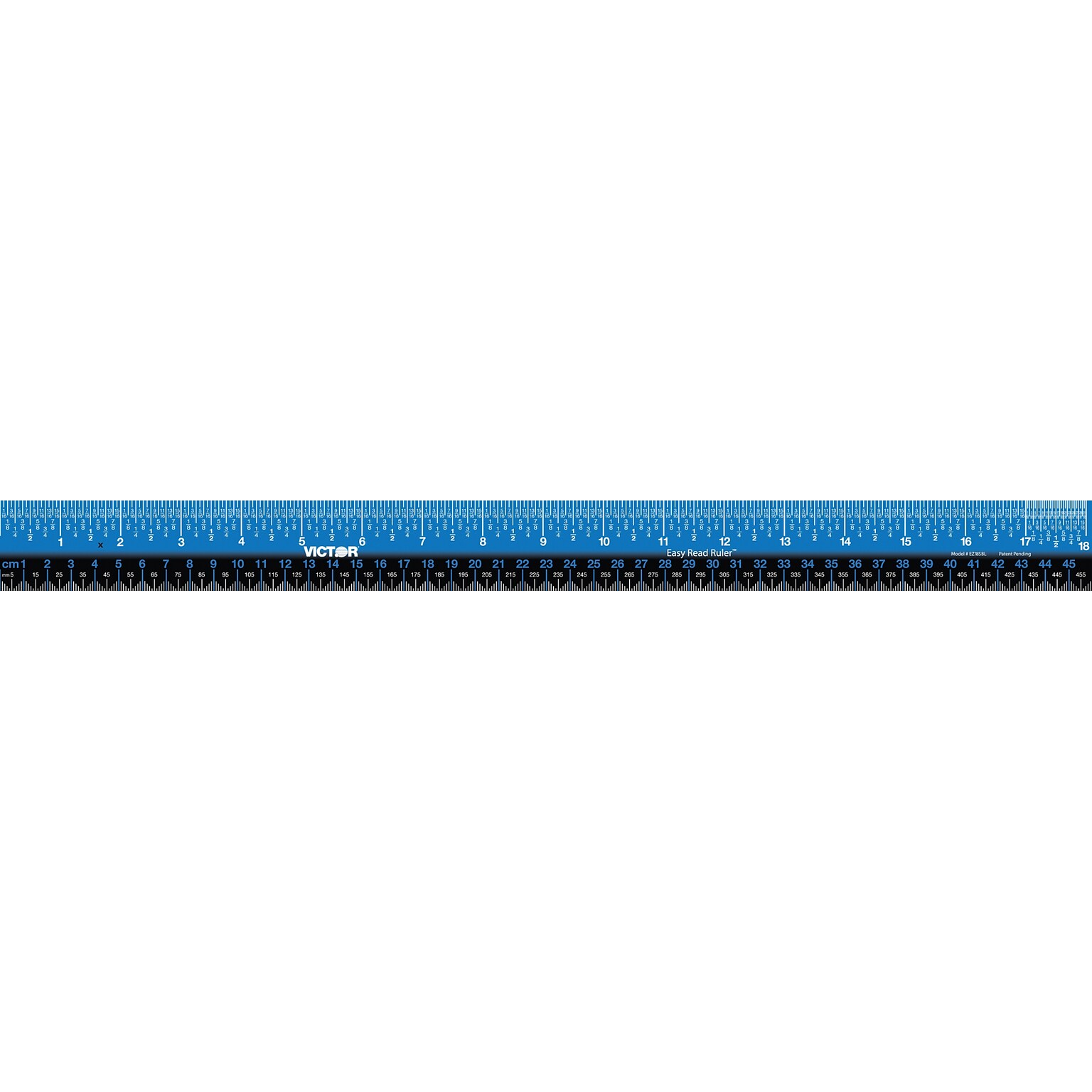 Victor Technology Easy Read Stainless Steel Ruler, Standard/Metric, 18, Blue