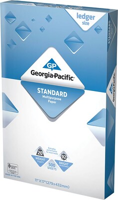 Georgia Pacific Ledger Copy Paper, 11 x 17, 92 Bright, 20 LB, 500 Sheets/Ream