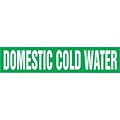 Accuform Signs® DOMESTIC COLD WATER Self Stick Stock Pipe Marker For 2 1/2-6Dia. Pipe, White/Green