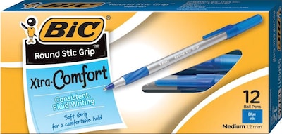 BIC Ultra Round Stic Xtra Comfort Ballpoint Pens, Medium Point, Blue Ink, 432/Carton (GSMG11BLUCT)