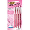 BIC Atlantis Retractable Ballpoint Pen, Medium Point, Pink Ink, 4/Pack (VCGAP4SGK-PNK)