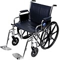 Medline Excel Extra-wide Wheelchairs, 22 W x 18 D Seat, Removable Desk Length Arm, Swing Away Leg