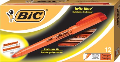 BIC Brite Liner Stick Highlighters, Chisel Tip, Orange, 216/Carton (BL11ORGCT)