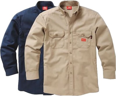Workrite® Dickies® 7 oz. Amtex™ Flame Resistant 2-Pocket Long Snap-Front Shirt, Navy, Medium
