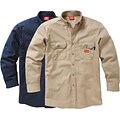 Workrite® Dickies® 7 oz. Amtex™ Flame Resistant 2-Pocket Long Snap-Front Shirt, Navy, Medium