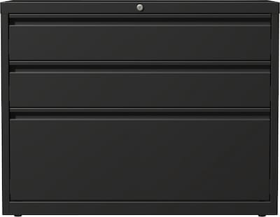 Lorell 36 3-Drawer Lateral File Cabinet, Black (LLR60929)