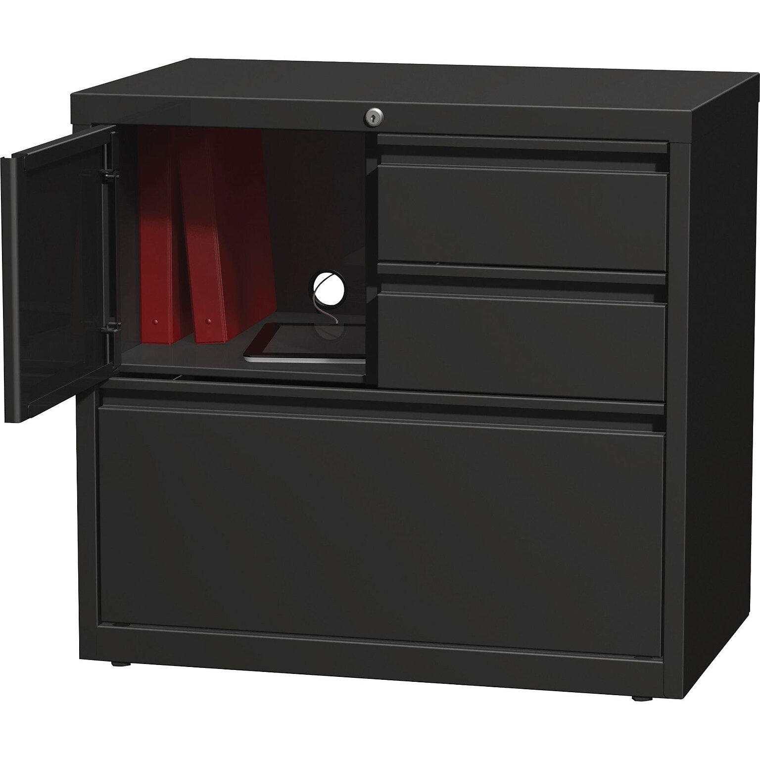 Lorell 30 Personal Storage Center Lateral File, Legal/Letter, Black (LLR60933)