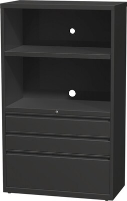 Lorell 36 Lateral File Drawer Combo Unit, 36W x 18.6D x 60H, Black (LLR66205)
