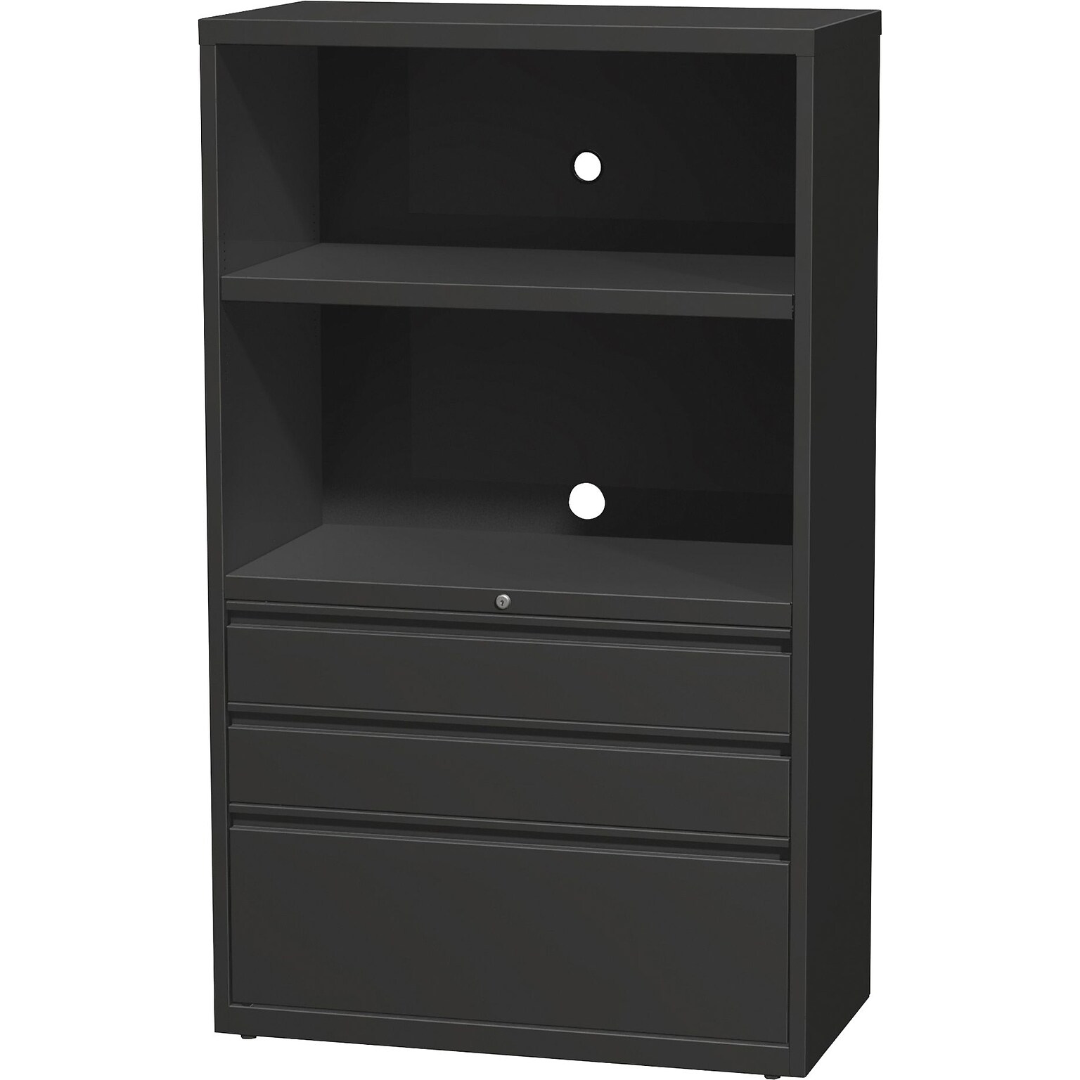 Lorell 36 Lateral File Drawer Combo Unit, 36W x 18.6D x 60H, Black (LLR66205)