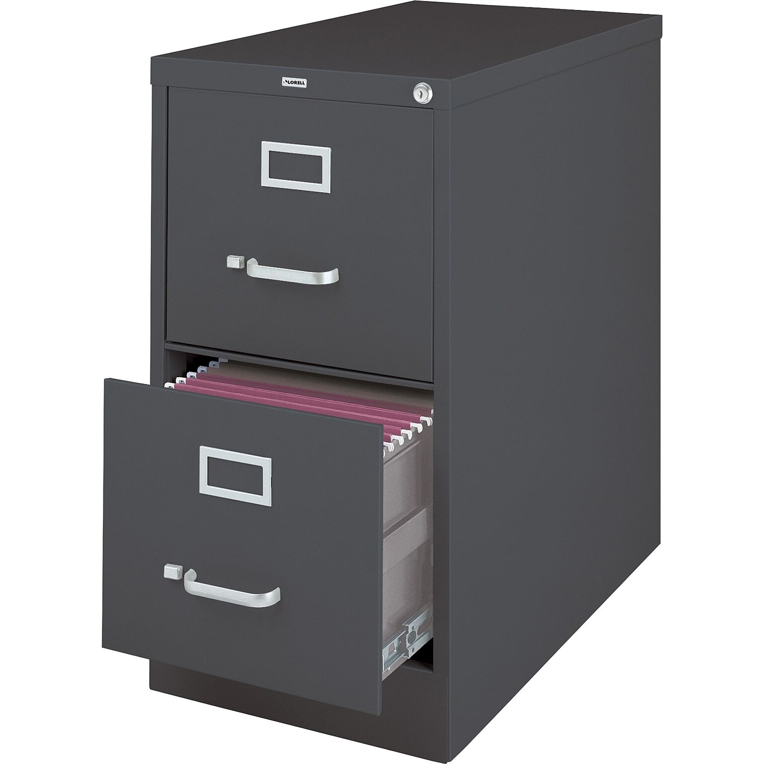 Lorell Fortress Series 26.5 2-Drawer Vertical File Cabinet, Charcoal (LLR66911)