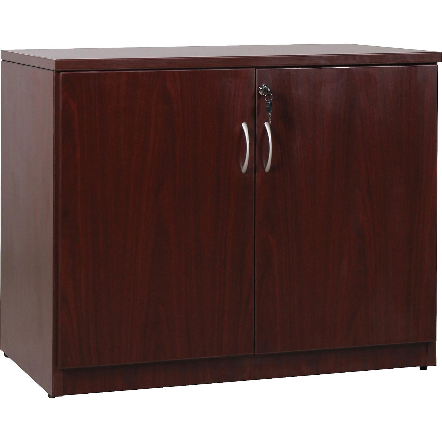 Lorell Essentials Series 2-Door Storage Cabinet, 22.5D x 36W x 29.5H, Mahogany (LLR69612)