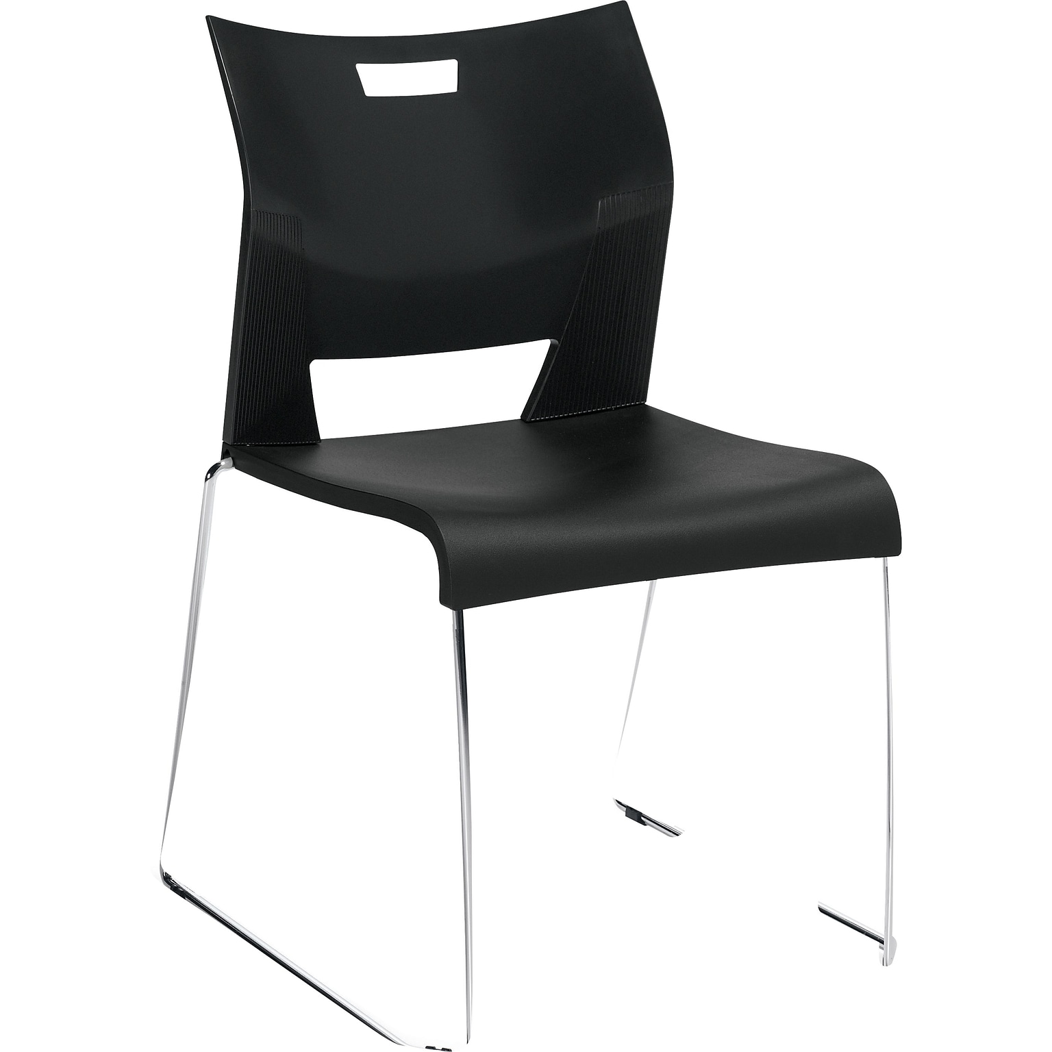Global Duet Stacking Chairs Without Arms, Black, 4/Ct (TD6621CHBLK)