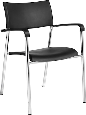 Offices To Go® Stack Chair, Plastic, Black, Seat: 16 1/2W x 16D, Back: 17 1/2W x 14 1/2H, 4/Ct