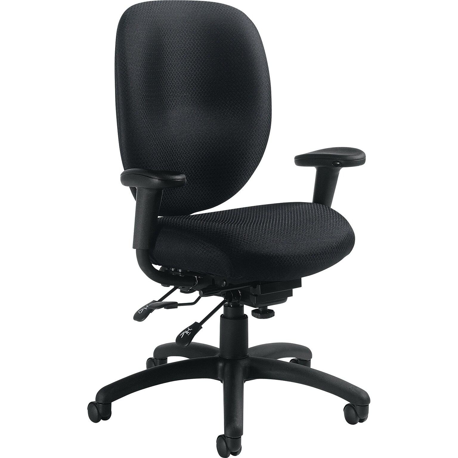 Offices To Go® Fabric Multi-Function Task Chair with Arms, Black (OTG11653-QL10)