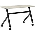 HON Multi-Purpose Table, Fixed Base, 48W, Light Gray Laminate, Black Finish (BSXBMPT4824XQ)