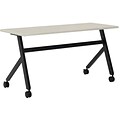 HON Multi-Purpose Table, Fixed Base, 60W, Light Gray Laminate, Black Finish (BSXBMPT6024XQ)