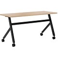 HON Multi-Purpose Table, Fixed Base, 60W, Wheat Laminate, Black Finish (BSXBMPT6024XW)