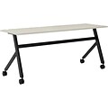HON Multi-Purpose Table, Fixed Base, 72W, Light Gray Laminate, Black Finish (BSXBMPT7224XQ)