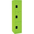 Three tier locker, recessed handle, electric green