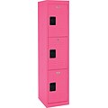Three tier locker, recessed handle, pom pom pink