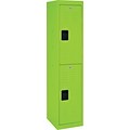 Double tier locker, recessed handle, electric green