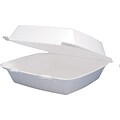 Dart® Foam Carryout Hinged Food Container, 1 Comp, 3(H) x 9 1/4(W) x 9 1/2(D), White