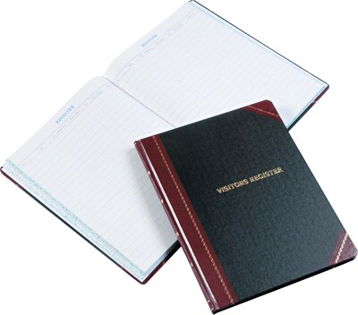 Visitor Register Book, Black/Red Hardcover, 150 Pages, 14 1/8 x 10 7/8