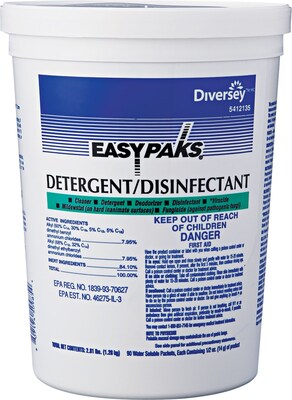 Easy Paks Detergent/Disinfectant, Original Scent, .5 Oz., Packet, 90/Tub, 2/CT (5412135)