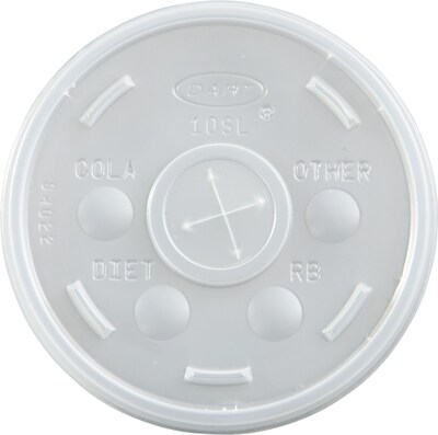 Dart® Straw Slot Foam Cup Lids, 10 oz., Translucent, 1000/Carton (10SL)