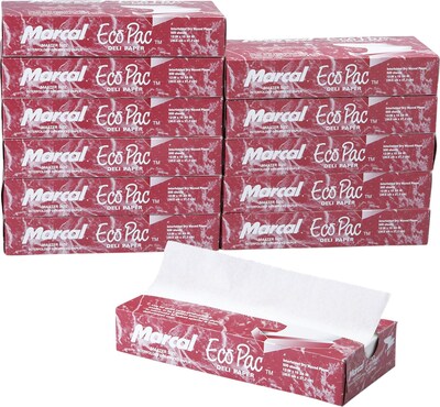 Eco-Pac Interfolded Dry Wax Paper, 12 x 10 3/4, White, 500/Pk, 12 Packs/Ct