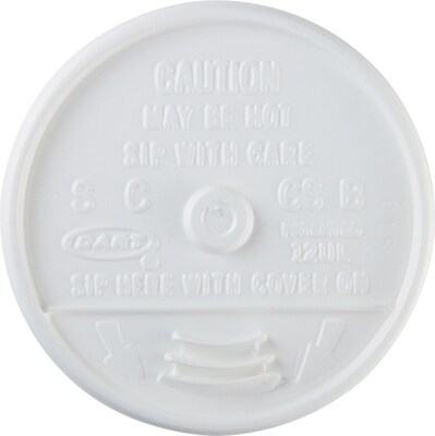 Dart® Sip Thru® Foam Cup Lids, 12 oz., White, 1000/Carton (12UL)