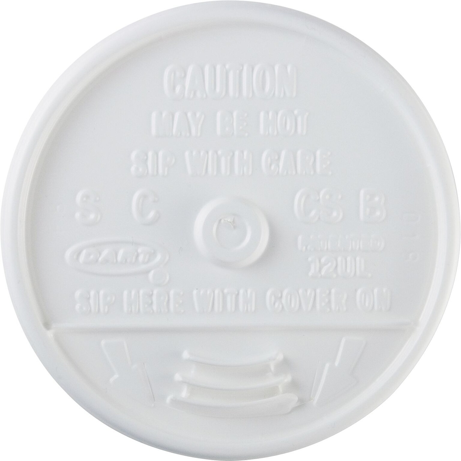 Dart® Sip Thru® Foam Cup Lids, 12 oz., White, 1000/Carton (12UL)