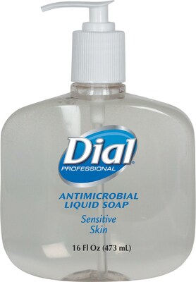 Dial® Liquid Soap, For Sensitive Skin, 16 oz, Pump Bottle, 12/Case