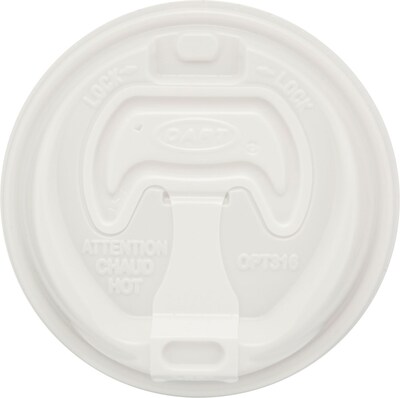 Dart® Optima® White Reclosable Foam Cups Lids, 16 oz., 1000/Carton (16RCL)