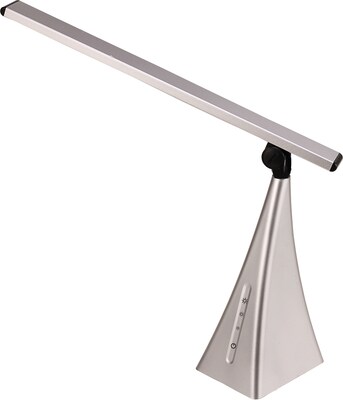 V-LIGHT LED Desk Lamp with USB Charging Station, 3-level Touch Dimming, 16.2H, Silver (VSLD363SN)