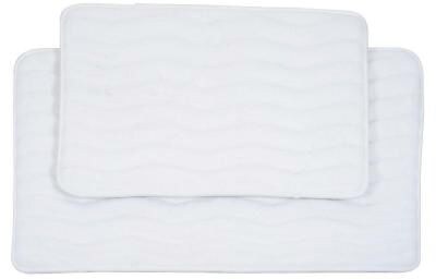 Lavish Home 20.2 x 32.2 Microfiber Foam & Polyurethane Bath Mat Set; White