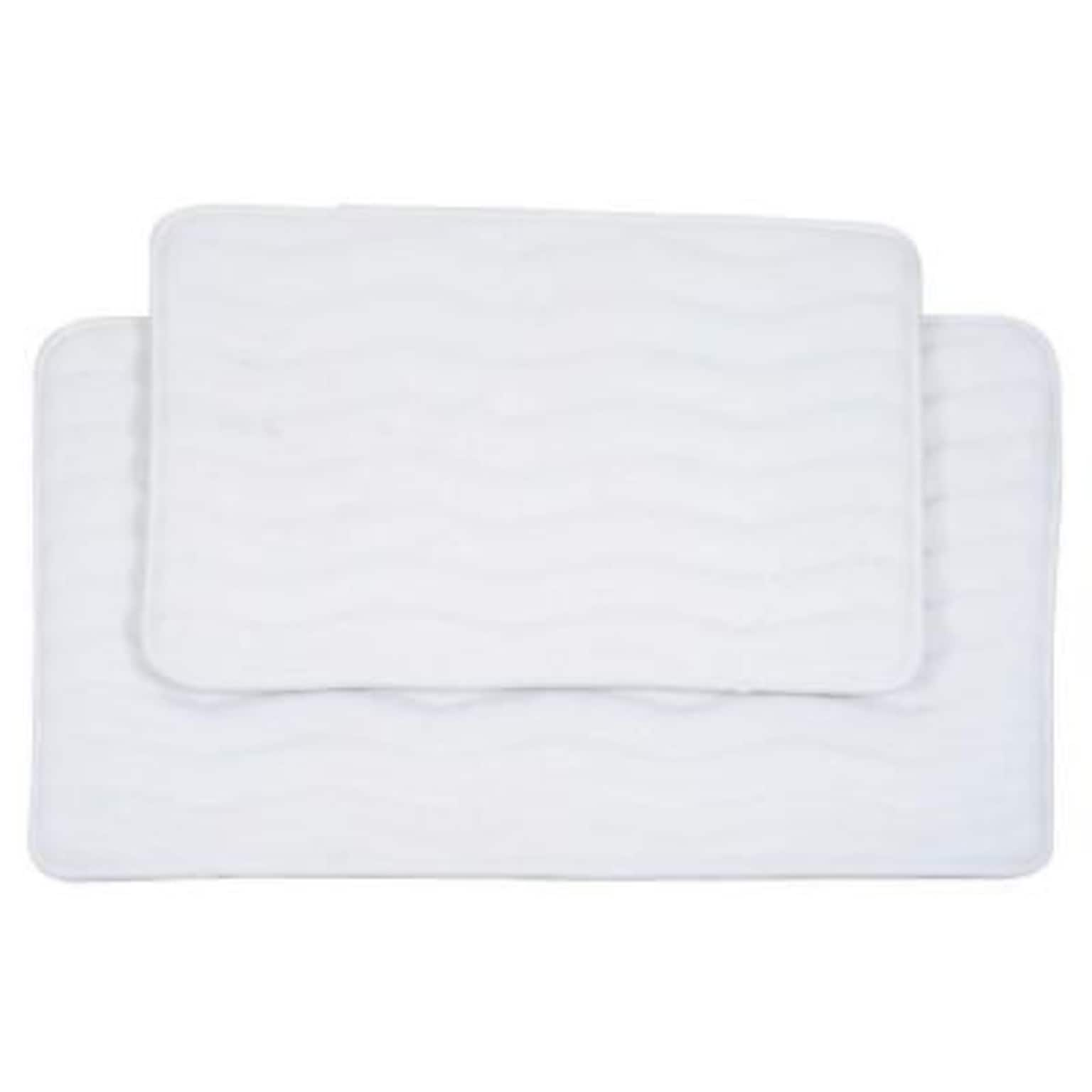 Lavish Home 20.2 x 32.2 Microfiber Foam & Polyurethane Bath Mat Set; White