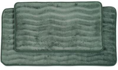 Lavish Home 20.2 x 32.2 Microfiber Foam & Polyurethane Bath Mat Set, Green