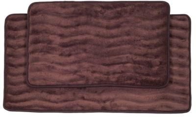 Lavish Home 20.2 x 32.2 Microfiber Foam & Polyurethane Bath Mat Set, Chocolate