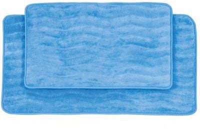 Lavish Home 20.2" x 32.2" Microfiber Foam & Polyurethane Bath Mat Set, Blue